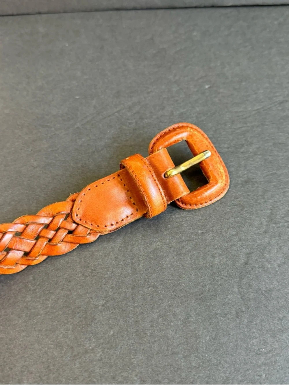 Vintage Brown Woven Leather Belt Talbots Braided‎ Womens Medium Boho Festival